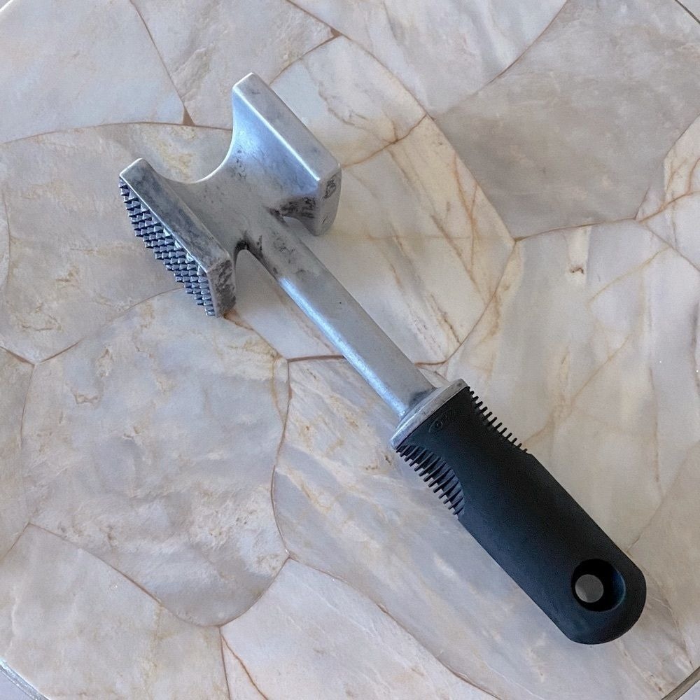OXO Stainless Steel Meat Tenderizer with Black Ergonomic Handle Silver Black